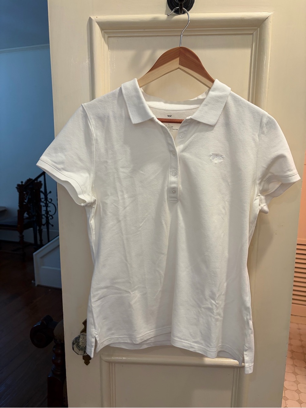 Talbots White Short-Sleeve Polo